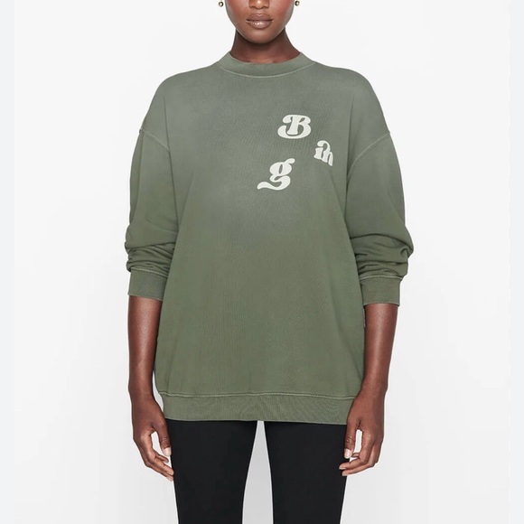 Anine Bing Tops - Anine Bing Cody Sweatshirt Vintage Bing in Washed Dusty Olive